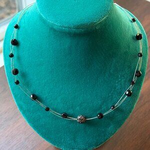 Black Floating Bead Necklace Y2K